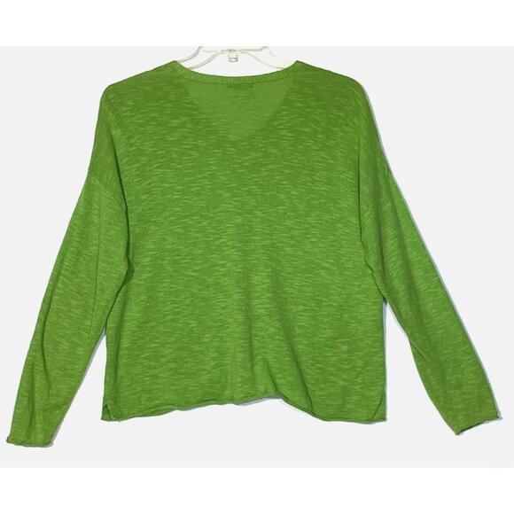 Eileen Fisher Grass Green Organic Linen Cotton Long Sleeve Tunic Sweater - Picture 3 of 10